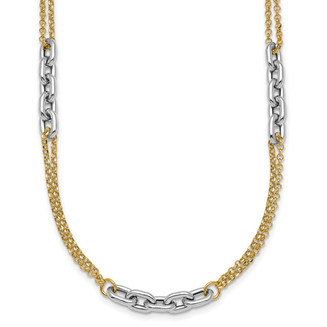 14k Two-tone Chain Necklaces Style SF3221 - Classique Jewelry Inc.