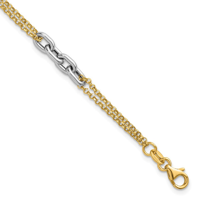 14k Two-tone Chain Bracelets Style SF3221 - Classique Jewelry Inc.