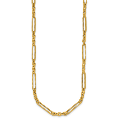 14K Polished and Textured Fancy Link with Toggle Necklace
