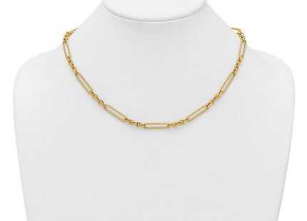 14K Polished and Textured Fancy Link with Toggle Necklace (Style SF3224-18)