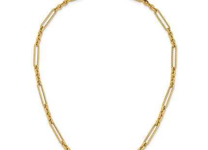 14K Polished and Textured Fancy Link with Toggle Necklace (Style SF3224-18)