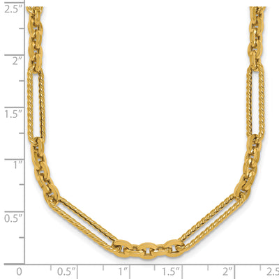 14K Polished and Textured Fancy Link with Toggle Necklace
