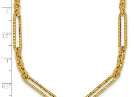 14K Polished and Textured Fancy Link with Toggle Necklace (Style SF3224-18)