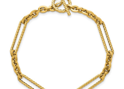 14K Polished and Textured Fancy Link with Toggle 7. Necklace
