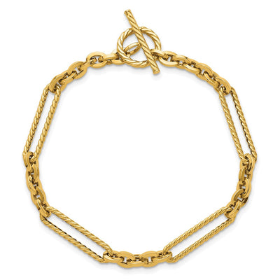 14K Polished and Textured Fancy Link with Toggle Necklace