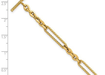 14K Polished and Textured Fancy Link with Toggle 7. Necklace