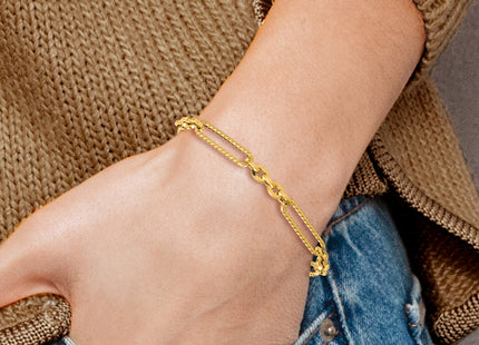 14K Polished and Textured Fancy Link with Toggle 7. Bracelet