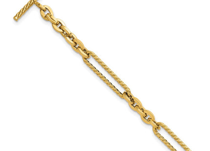 14K Polished and Textured Fancy Link with Toggle 7. Necklace