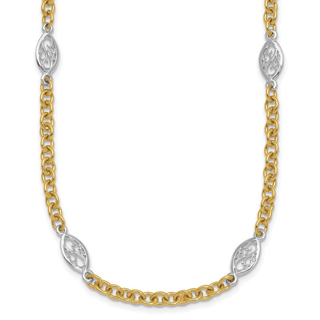 14k Two-tone Chain Necklaces Style SF3225 - Classique Jewelry Inc.