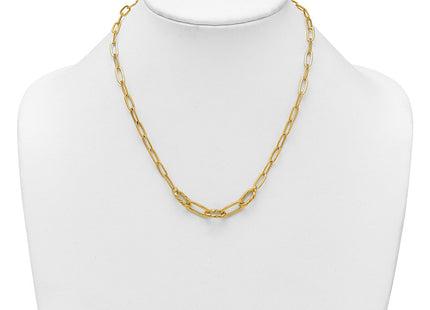 14K Polished Fancy Oval and Twisted Link Paperclip Necklace (Style SF3228-18)