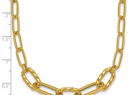 14K Polished Fancy Oval and Twisted Link Paperclip Necklace (Style SF3228-18)