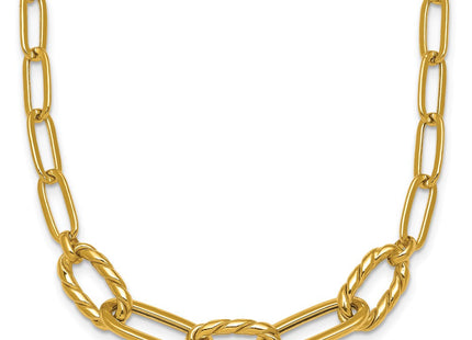 14K Polished Fancy Oval and Twisted Link Paperclip Necklace (Style SF3228-18)