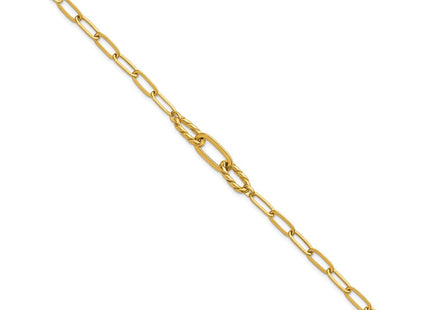 14K Polished Fancy Oval and Twisted Link 7. Paperclip Necklace