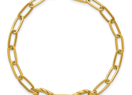 14K Polished Fancy Oval and Twisted Link 7. Paperclip Necklace