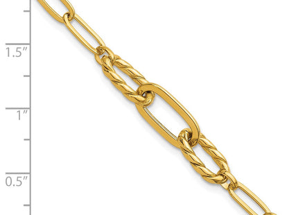 14K Polished Fancy Oval and Twisted Link 7. Paperclip Necklace