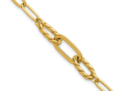 14K Polished Fancy Oval and Twisted Link 7. Paperclip Necklace