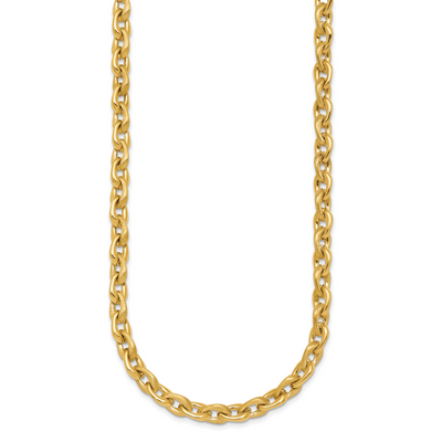 14K Polished And Brushed Fancy Cable Chain Necklace