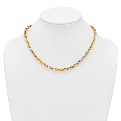 14K Polished And Brushed Fancy Cable Chain Necklace