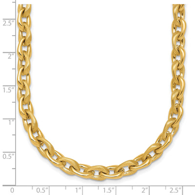 14K Polished And Brushed Fancy Cable Chain Necklace