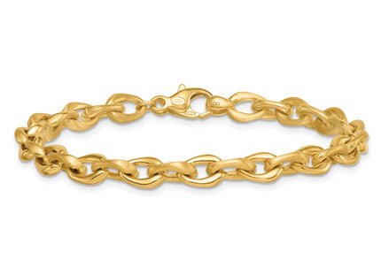 14k Polished And Brushed Fancy Cable Chain 7. Necklace