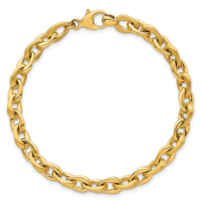14K Polished And Brushed Fancy Cable Chain Necklace