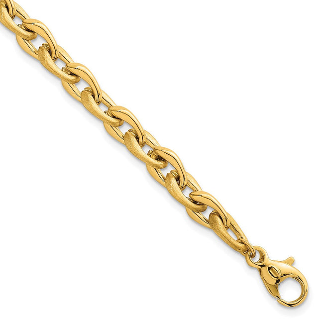 14k Polished And Brushed Fancy Cable Chain 7. Necklace