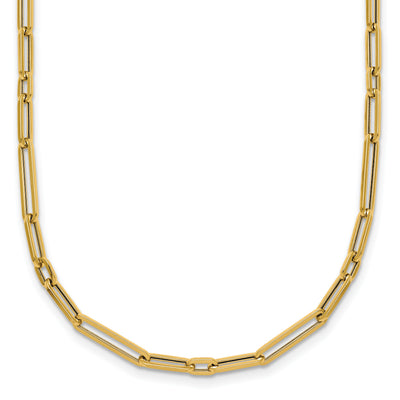14K Polished Fancy Long and Short Paperclip Link, 17 x 2.9mm