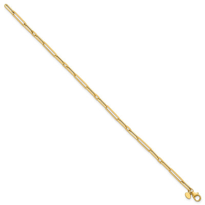 14K Polished Fancy Long and Short Paperclip Link, 17 x 2.9mm