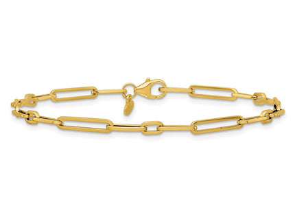 14k Polished Fancy Long and Short Paperclip Link