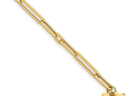 14k Polished Fancy Long and Short Paperclip Link