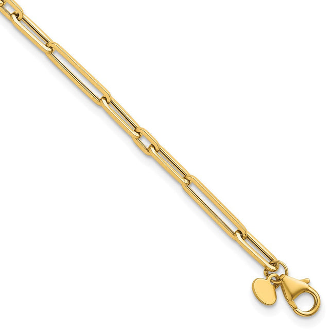 14k Polished Fancy Long and Short Paperclip Link, 17 x 2.9mm