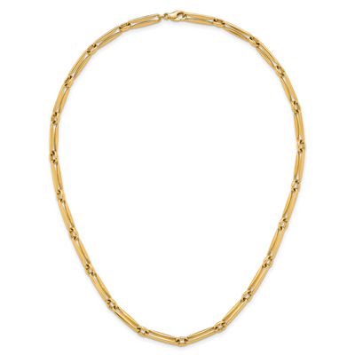 14K Polished Fancy Long and Round Link Necklace