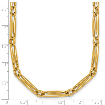 14K Polished Fancy Long and Round Link Necklace