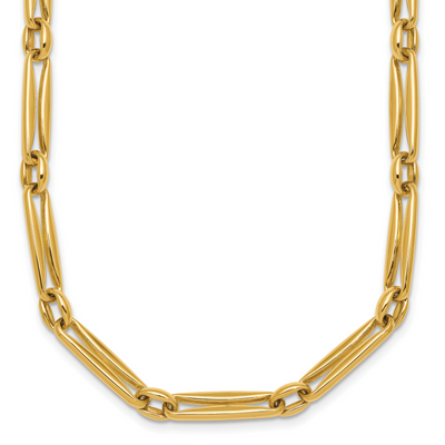 14K Polished Fancy Long and Round Link Necklace