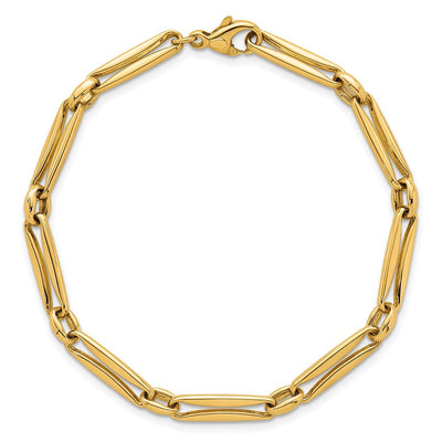 14K Polished Fancy Long and Round Link Necklace