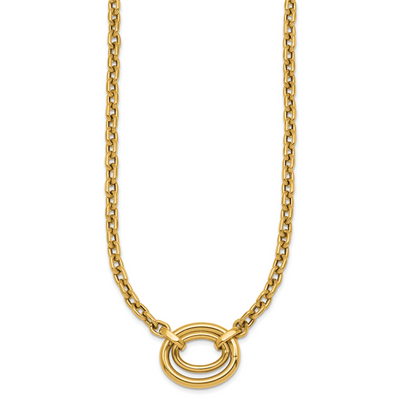 14K Polished Double Circle Fancy 17.5in Necklace