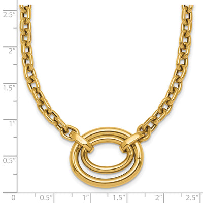 14K Polished Double Circle Fancy 17.5in Necklace