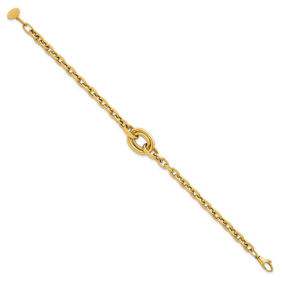 14K Polished Double Circle Fancy 17.5in Necklace