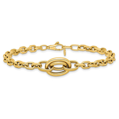 14K Polished Double Circle Fancy 17.5in Necklace