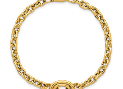 14K gold circle necklace, further view