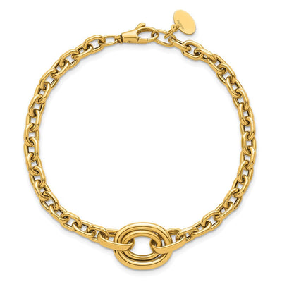 14K Polished Double Circle Fancy 17.5in Necklace