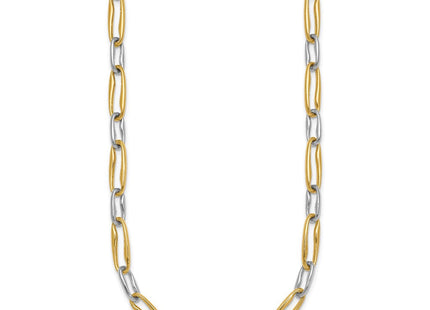 14k Two-tone Polished Fancy Long Link Necklace (Style SF3234-18)
