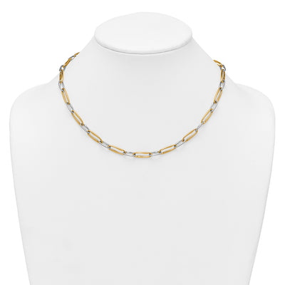 14K Two-tone Polished Fancy Long Link Necklace