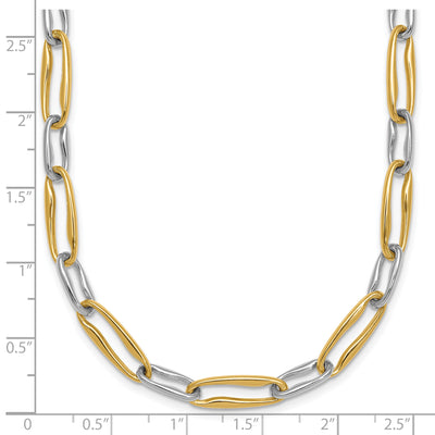 14K Two-tone Polished Fancy Long Link Necklace