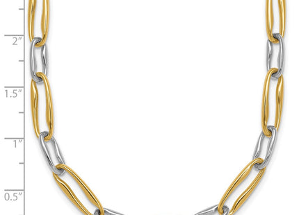 14k Two-tone Polished Fancy Long Link Necklace (Style SF3234-18)