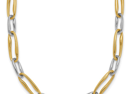 14k Two-tone Polished Fancy Long Link Necklace (Style SF3234-18)