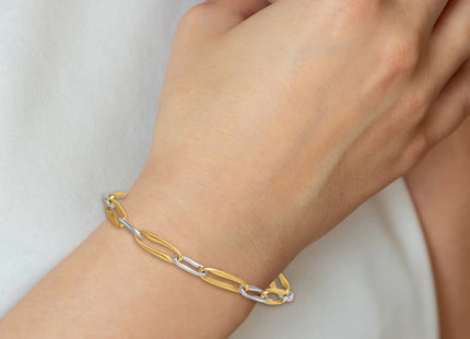 14k Two-tone Polished Fancy Long Link 7. Bracelet