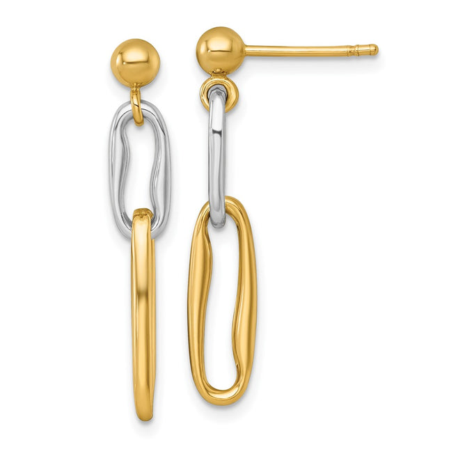 14k Two-tone Earrings Style SF3234E - Classique Jewelry Inc.