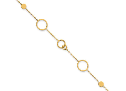 14k Polished Circle and Chain Pattern 7. Necklace Plus 0. Extender