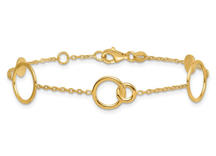 14k Polished Circle and Chain Pattern 7. Necklace Plus 0. Extender